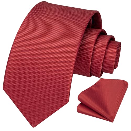 Image of HISDERN Ties for Men Solid Tie Handkerchief Set Classic Woven Silk Business Polka Dot Mens Ties Necktie Wedding Party