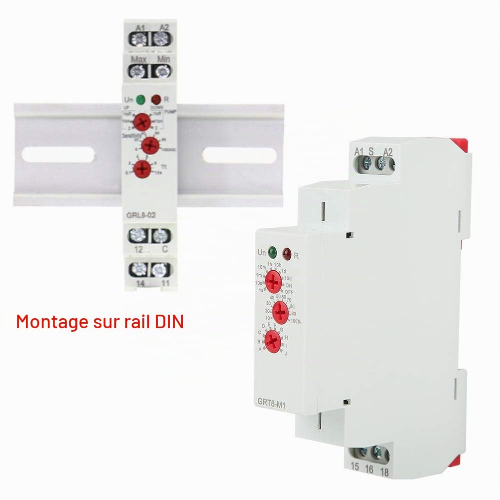 Jadeshay Relais Temporisé 12V GRT8-M1 Relais Temporisé Multifonctionnel avec 10 Fonctions Montage sur Rail DIN AC/DC 12V ~ 240V