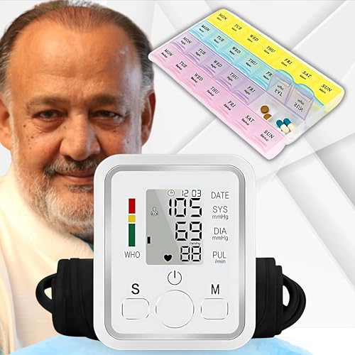 Image of Aika (Combo Pack) AK-555 BP Monitor Machine for Blood Pressure Measurement Home Use Fully Automatic, Battery and USB Powered and Voice Broadcast, 7 Day Weekly Medicine Organizer (6 Month Warranty)
