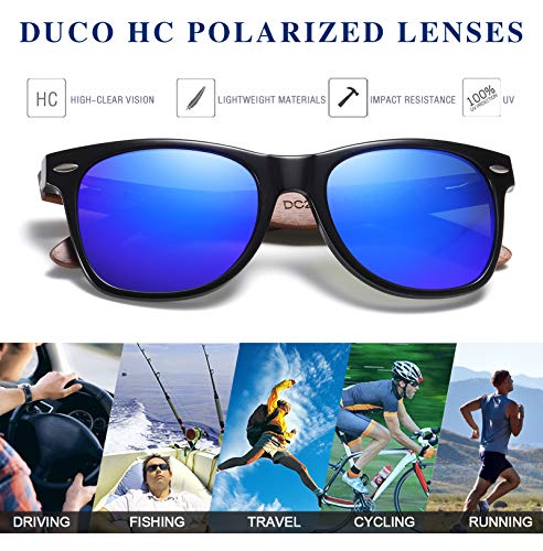 Image of DUCO Polarized Driving Handmade Walnut Wooden 100% UV 400 Protection Sunglasses for Men 2141