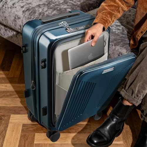 Image of Carry on Luggage Top opening Suitcases, Expandable with Cup Holder and USB Charging Port,Lightweight with Front Pocket Rolling Suitcases with Spinner Wheels