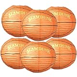 UNIQOOO 6Pcs Premium 12'' Basketball Paper Lantern Set, Reusable Hanging Decorative Japanese Chinese Paper Lanterns, Easy Assemble, Sports Fan Team Event Game Party School Nursery Decoration