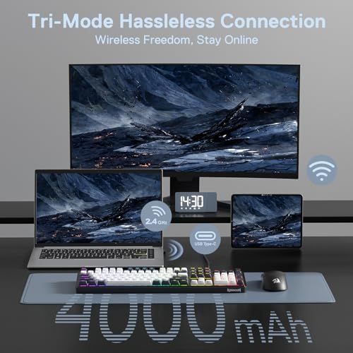 Image of Redragon K761 Wireless Gasket Gaming Keyboard w /Hype Screen & Knob, 104 Keys Mechanical Keyboard, Easy-Control 1.26' TFT Info Display, 5-Layer Noise Dampening, Custom Linear Switch, Abyssal Blue