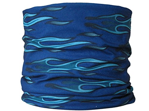Braga para el cuello, pañuelo de microfibra multifunción, diseño de llamas azul