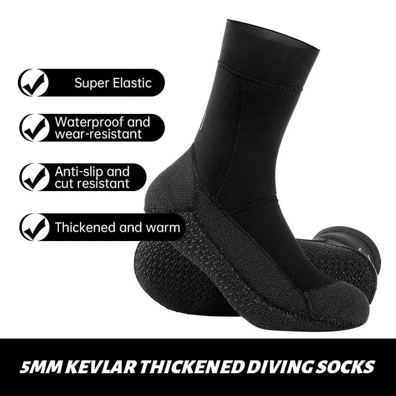Calzari Sub Calzini da immersione 5 mm, spessi, caldi, iperelastici, stivaletti spiaggia antiscivolo, for snorkeling e surf, muta subacquea