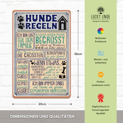 30 x 20 cm – Wetterfestes Hundeschild, Hunde Deko Regeln Schild, Lustiger Spruch für Hundebesitzer (Hunderegeln)