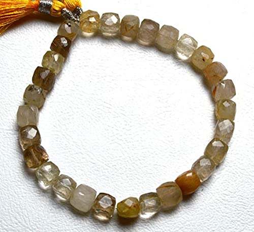 Quartz rutilé naturel perles cubes facettés 3D de 6mm de qualité supérieure LKBEADS