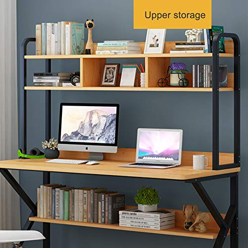 ALIPC-Bookshelf-Desk-Combination-Computer-DeskWooden-Durable-Desktop-Laptop-Desk-Simple-Double-Office-Desk-Student-for-Bedroom-Home-Study