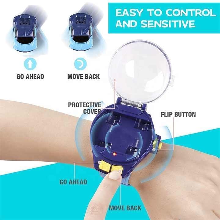 Image of TEC TAVAKKAL Rechargeable RC Watch Car for Kids 2-in-1 Transforming Wrist Remote Control Metal Racing Car, 2.4GHz 30 Meter Long Range Control, USB Charging Mini Toy Wearable Car for Kids (BAW Green)