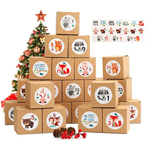 Herefun 24 Cajas de Regalo Navidad, Calendario de Adviento, DIY Bolsa de...