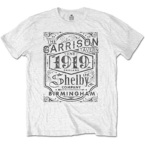 Image of Peaky Blinders Men's Tee: Garrison Pub T-Shirt, White (White White), X (Size:X-Large)
