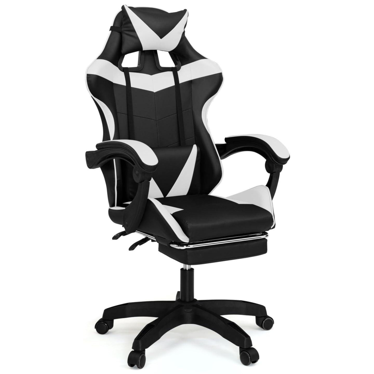 IDMarket - Silla gaming, silla de oficina negra y blanca ALEX