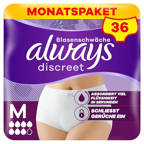 Always Discreet Inkontinenz-Höschen Plus für Frauen, M, 36 Höschen,...