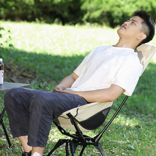 Chaise de camping large pliable pour éviter la chaleur grâce à sa base tournante ventilée