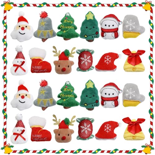 Christmas mini Plush Toys，Mini Set Christmas Stuffed Animals， Angel Santa Claus Snowman Reindeer Mini Plush，Gifts for Christmas Stocking Stuffers (24PCS)