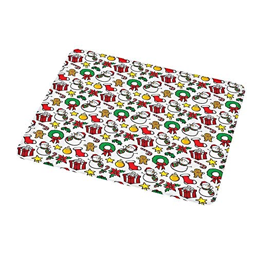 Preisvergleich Produktbild Office Mouse Pad Weihnachtsdekoration Sammlung, klassische Weihnachten inspirierende Kranz Zuckerstange Schneemann Muster Fest Dekor, rot weiß für Kinder