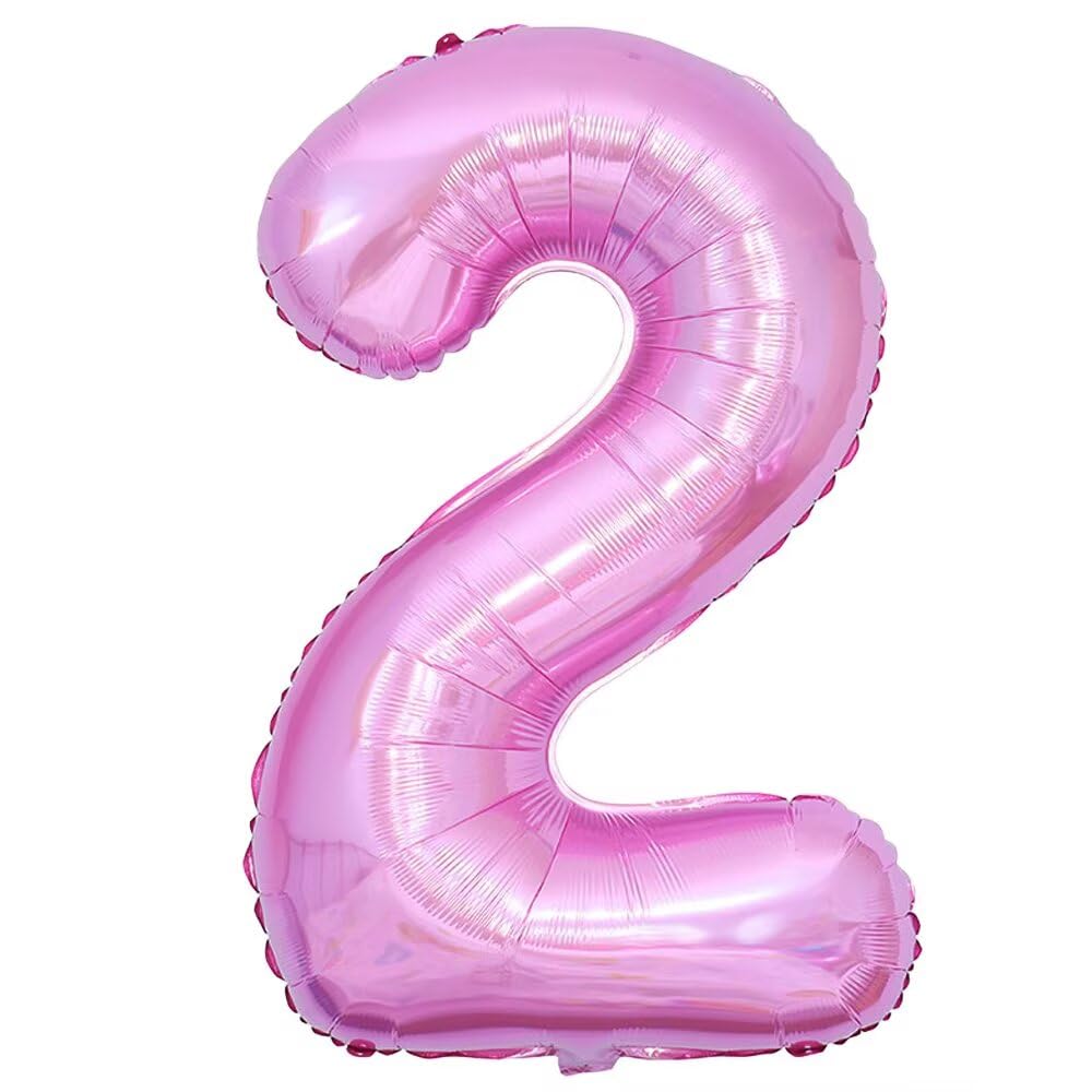 Number 2 Balloon Pink Numbers Balloons 2 Birthday Party Foil Balloon 2 Deco Anniversary-100cm โ image 1