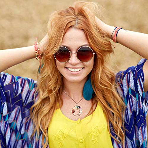 Hicarer 3 Pieces Tree Life Pendant Tree Life Quartz Crystal Pendant Necklace Chakra Gemstone Copper Wire Wrap Necklace #TOP3