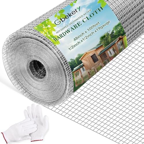 Gbekery Hardware Cloth 1/2 inch 48in x 100ft 19 Gauge, Hotdip