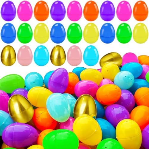 Bvrbaory 100 Pcs Fillable Easter Eggs,2.4" Colorful Empty Eggs,Bright Plastic Easter Eggs for Easter Hunt,Basket Stuffers Fillers,Party Favors,Treasure Box