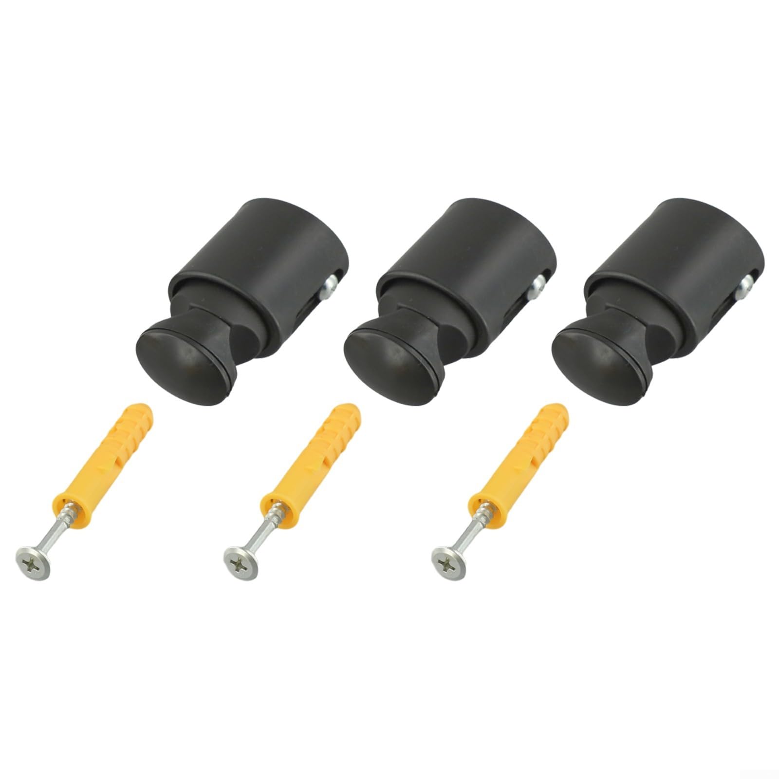 Paquete de 3 soportes de radiador ajustables de 65 a 82 mm para calefacción en pared con tornillos, ganchos de repuesto de plástico para rads de baño, negro (negro)