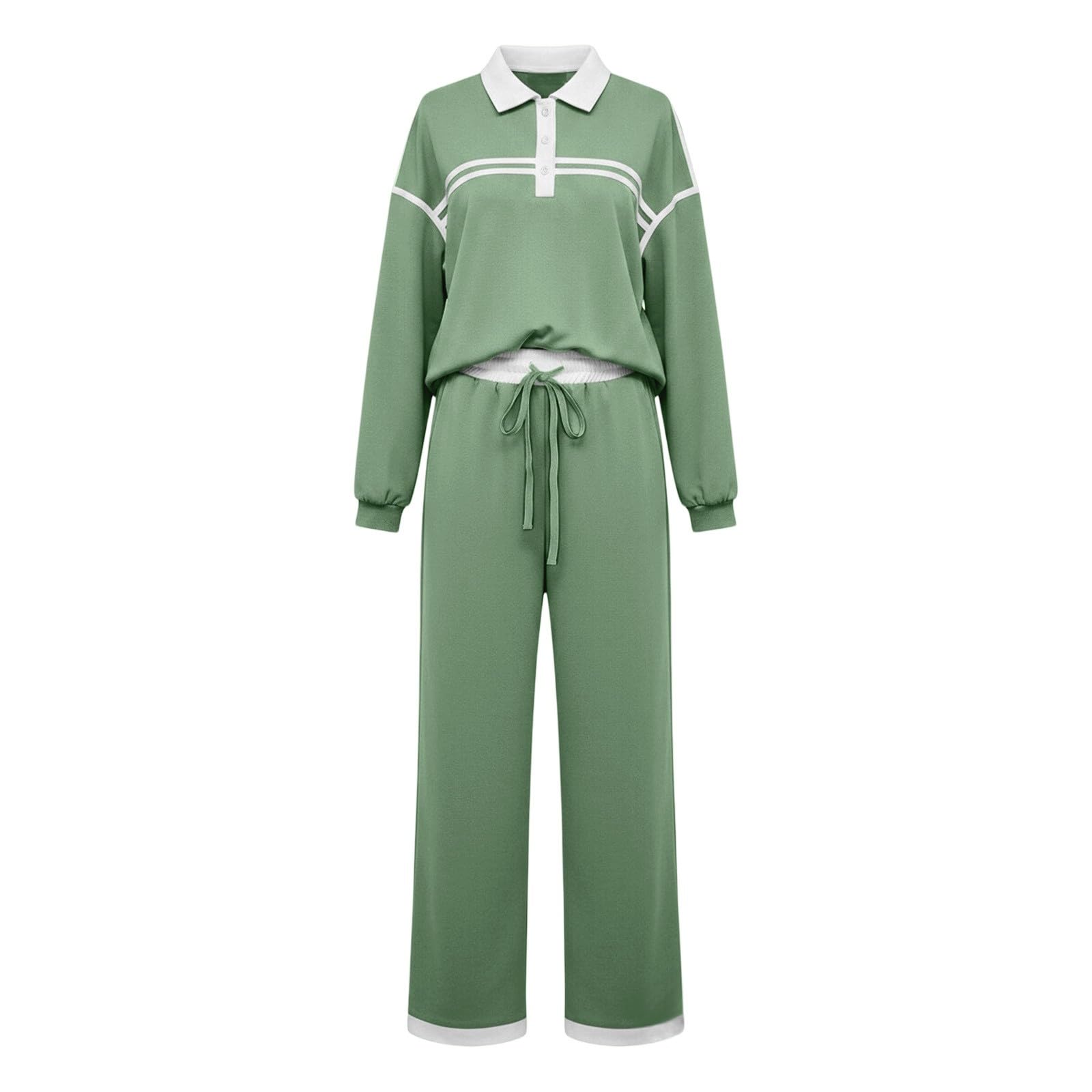 Tuta Leggera Donna 2 Pezzi Completi Palestra Manica Lunga Scollo a V Completo Sportiva Tuta Da Ginnastica Elegante Set Top E Pantaloni a Gamba Larga Tute Per Jogging Yoga Fitness Autunnale Invernale