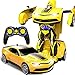 YAMMY Gelbe Karosserie 1/12 Camaro Modell Autobots ABS Transformator Stuntauto USB Wireless RC Fernbedienung Allradantrieb Grand Sport (intelligentes Auto)