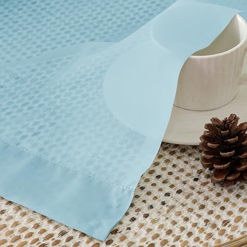 Image of OVZME Sky Blue Sheer Curtains 84 Inches Long 2 Panels - Soft Light Filtering Window Sheer Panels for Living Room /Bedroom, Top Dual Rod Pocket, 1 Pair, Each 42Wx84L Inches