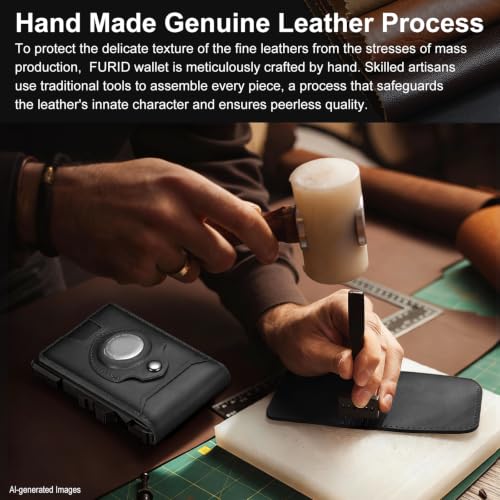 Image of furid Genuine Leather Wallet for Airtag: RFID Wallets with Airtag Holder