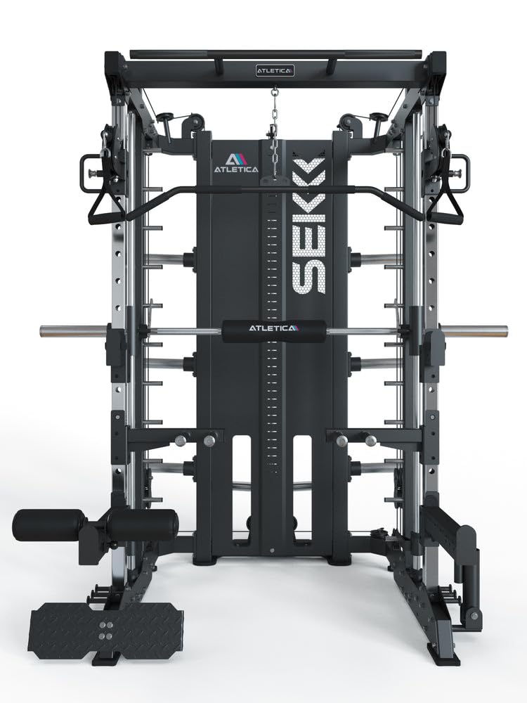 ATLETICA SEK Multipresse Plate Loaded Kraftstation mit Smith Machine | Kompatibel mit Jammer Arms, Beinpresse-Option