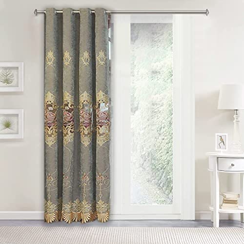 Pureaqu Romantic Room Darkening Curtains For Bedroom Floral Hollowed Embroidered Chenille Semi Blackout Curtains And Draperies For Living Room Luxury Grommet Window Drapes 1 Panel 52Wx84L Inch #TOP1
