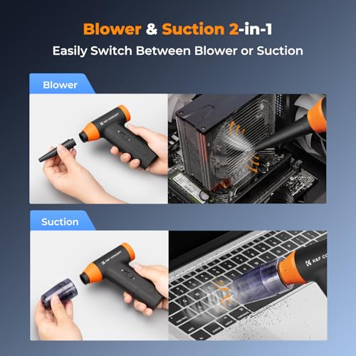 Image of K&F Concept BS200 Blower & Suction 2 in 1 Compressed Air Duster, 150000RPM Super Power Electric Air Duster, Stepless Speed Regulation, Portable Dust Blower for Computer, Keyboard, House, Outdoor, Car