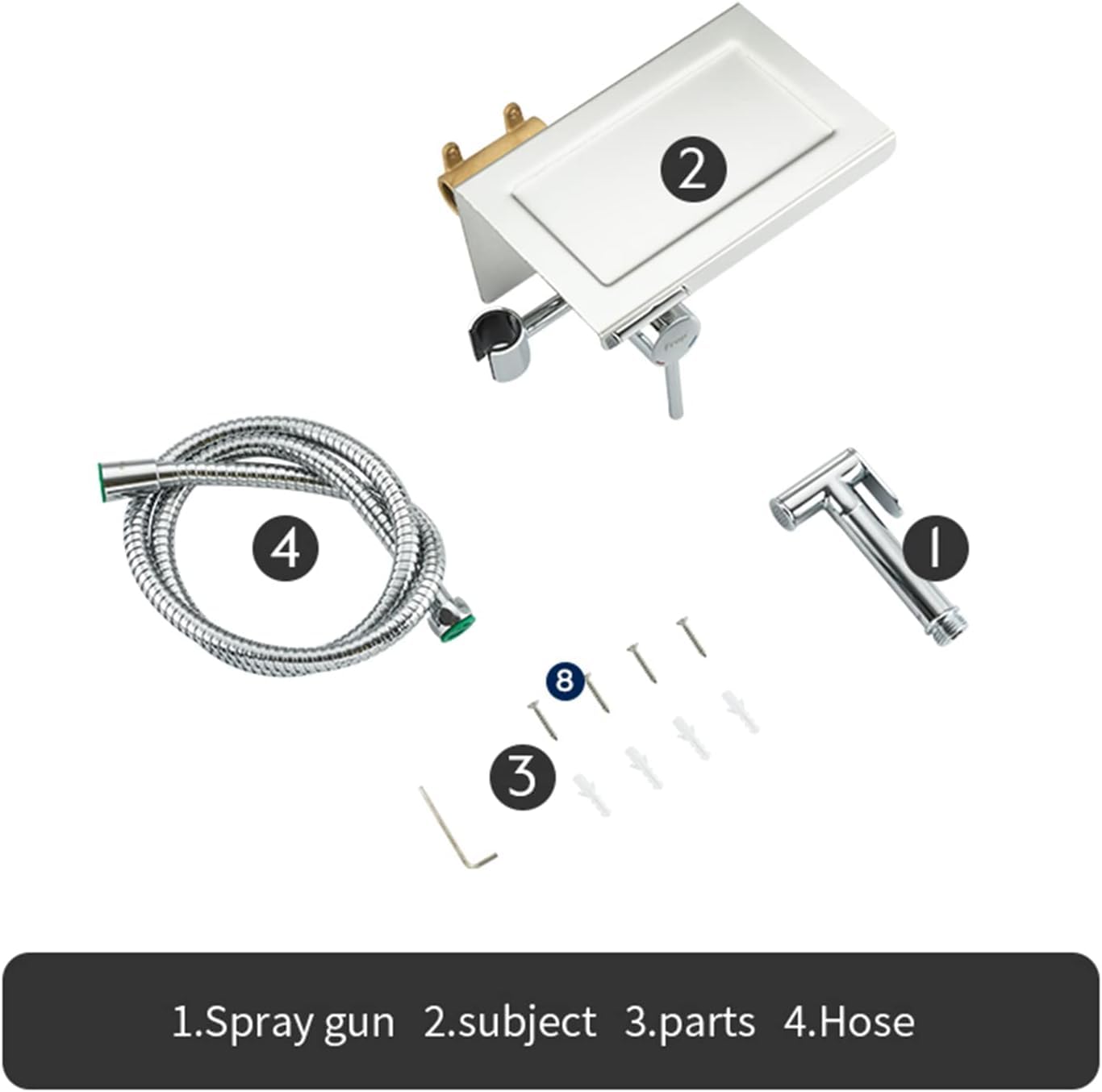 Toilet Bidet Kit with Hand Shower - Chrome Brass Handheld Bidet Sprayer - Hot and Cold Water Shower — view 7