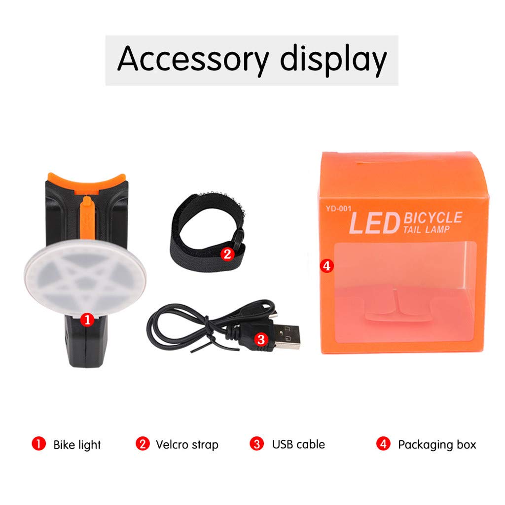 Feu arrière de vélo à Led 120Lumens à rechargeable USB - Red White