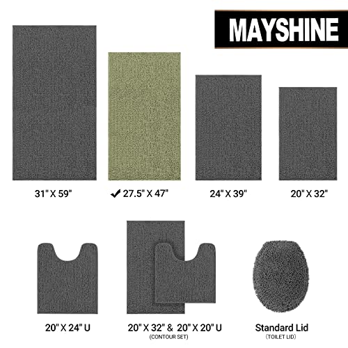 Extra Large Soft Plush Chenille Bathroom Runner Rug, Absorbent Microfiber Bath Mat, Machine Washable, Non-Slip Grip, Shag Carpet Great For Bath, Shower, Bedroom, Or Door Mat (Sage Green, 27.5X47) #TOP6