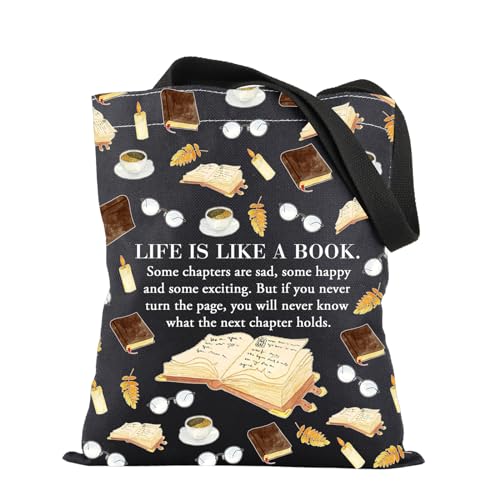 PLITI Borsa a tracolla divertente per amanti dei libri, idea regalo per biblioteca, idea regalo per libri e club, Life Like Book Tgblu, medium