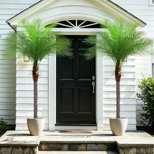 Image of 7ft Artificial Phoenix Palm Tree, Faux Coconut Silk Tropical Fake Palm Plant for Indoor Outdoor Home Office Patio Bathroom Pool Coastal Decor(Set of 2)