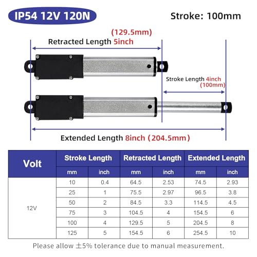 Lcvxyerq MINI005 4 Inch 28Lbs Mini Stroke 12V Electric Linear Actuator 4Mm/Sec Linear Motion Actuator thumb #1