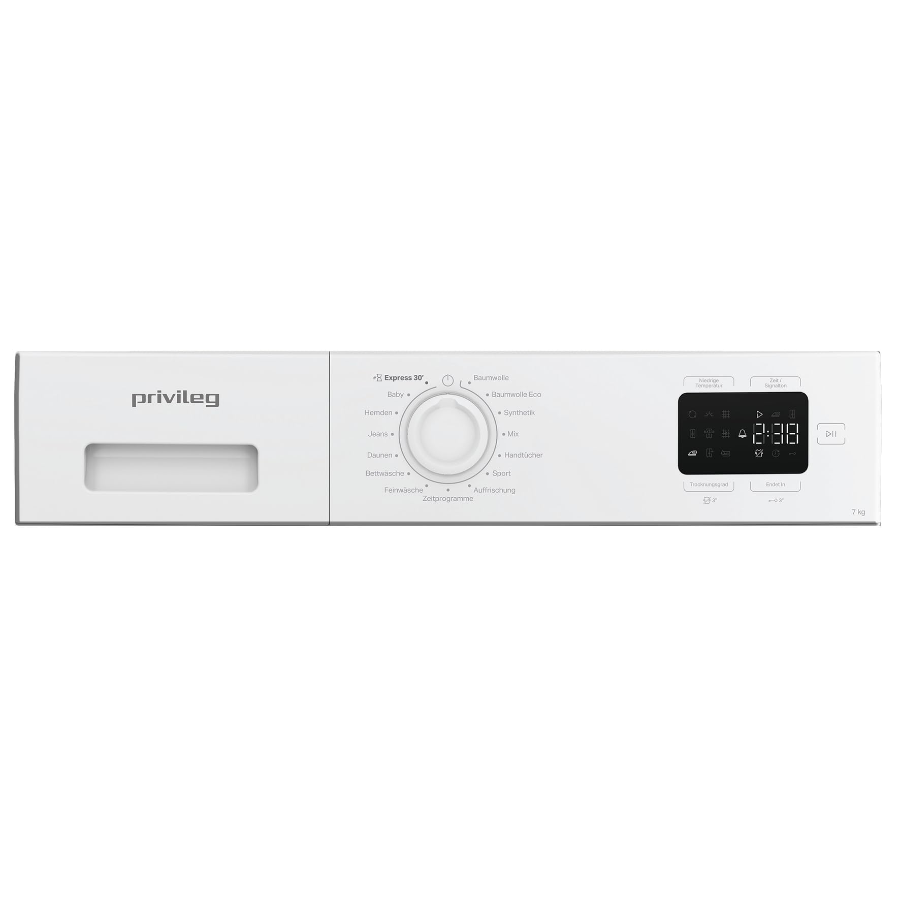 Privileg PD 7D WMB Trockner - Trocknen 7 kg - Knitterschutz - 15 elektronisch gesteuerte Trockenprogramme