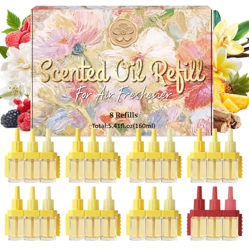 SCENTORINI 3Volution Recambio De Ambientador Electrico 8X20ML, Compatible con Difusores de Aceites Esenciales Ambi Pur 3Volution, Aromas Hawaiano, Vainilla, Sándalo, etc 3 Aromas