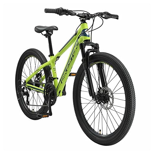 BIKESTAR Bicicleta de montaña Juvenil de Aluminio 24 Pulgadas de 10 a 13 años | Bici niños Cambio Shimano de 21 velocidades, Freno de Disco, Horquilla de suspensión | Verde