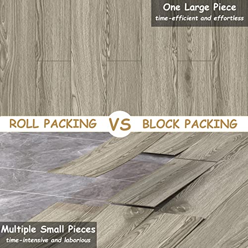 Freshtour Vinyl Flooring Roll, Wood Grain Peel And Stick Floor Tiles 23.6"X 118"/19 Sq.ft, Wear-Resistant And Waterproof Vinyl Plank Flooring For Bedroom Living Room Kitchen Rv Office, Gray Maroon #TOP2
