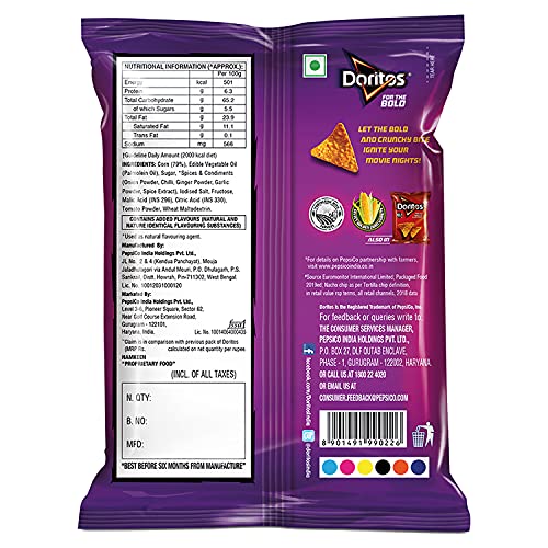 Image of Doritos Nacho Chipsweet Chili Flavour - Sweet Chilli 44Gm /51.4G (Pack of 2)