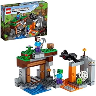 LEGO Minecraft 21166 Opuszczona kopalnia z jaskiniowym zombie, figurkami postaci z gry Minecraft i zabawkowym pająkiem (248 elementów)