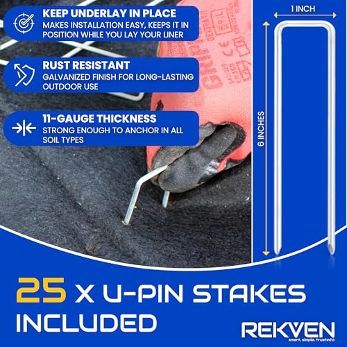 REKVEN Large Pond Liner Underlayment - 20 x 25 Feet - Non Woven Geotextile Landscaping Fabric with 25 U-Pin Garden Staples - Perfect for Fish Koi and Preformed Ponds Fountains Waterfalls by REKVEN - Image 6