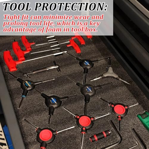 3 Pcs Tool Box Foam Inserts for Cases, 36 x 18 x 1 Inch Tool Box Liner Polyethylene Foams Sheets Toolbox Kaizen Organizer and Storage Tool Shadow (Red, Black)