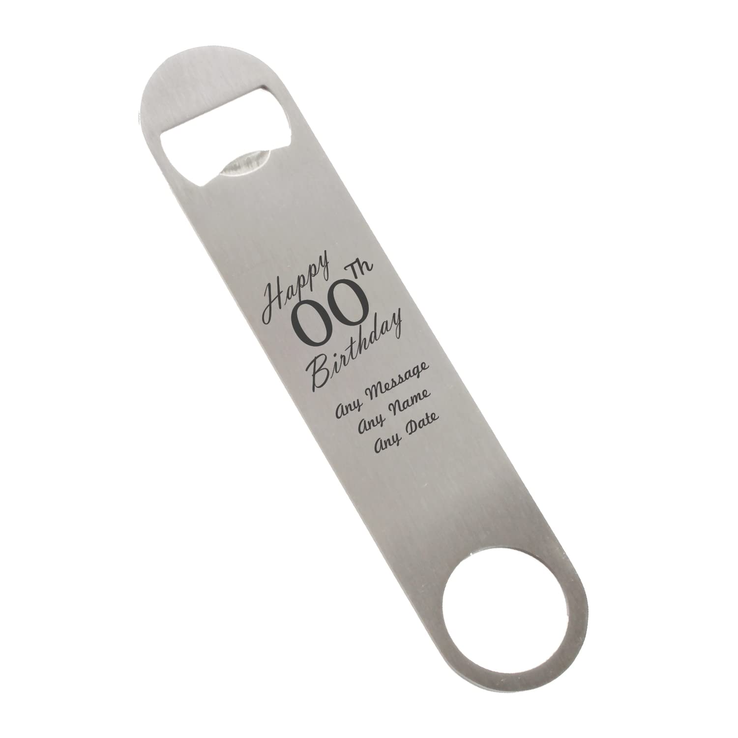 Personalised Engraved Large Stainless Steel Bar Blade, Durable Bottle Opener, Happy Custom Number Birthday Design, Birthday Gift, Gift for Him, Birthday, Home Bar Accessory, Engraved in The UK โ image 1