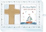 Geschenkbox - Mein kleiner Begleiter: Holzkreuz-Handschmeichler (natur) mit Büchlein
