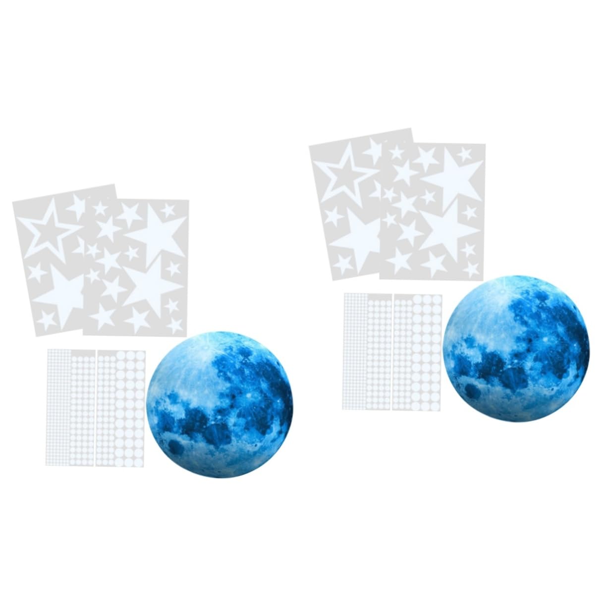 ibasenice 2ensembles Autocollants Lumineux Amovibles Étoiles Et Lune Pour Chambre Garçon Fille Décorations Murales Brillantes Lune Étoiles Points Fluorescents