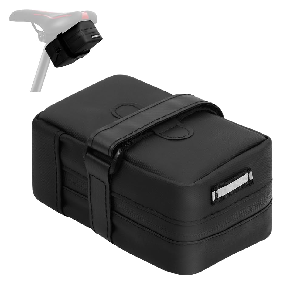 DiULi Bolsa Sillin Bicicleta, Bolsa Cerradura Giratoria para Sillín, 14.7*8.4*6cm Borsello Per Bici, Mini Bolsas de Asiento para MTB Bici Carretera Plegable,Desplazamientos y Ciclismo(Negro, Estilo A) — view 9